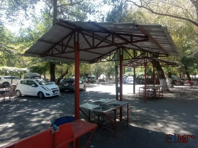 Sitios de camping con carpas bajo árboles en Camping y Cabañas Los Lagos